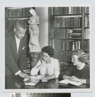 Students with instructor, Library, Eastman Building, Rochester Athenaeum and Mechanics Institute [1954]  [photograph]