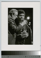 Student activities, contestant Gerald Williams on stage with Ted Mack Original Amateur Hour held at the Rochester Institute of Technology, February 14, 1975