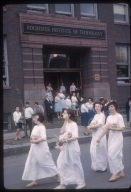 Spring Weekend parade participants in togas, Rochester Institute of Technology, 1964