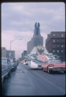 Spring Weekend parade float in the theme of "Hellenic Holiday," Rochester Institute of Technology, 1964