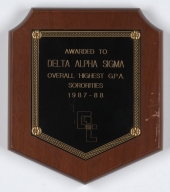 Overall Highest GPA Award plaque