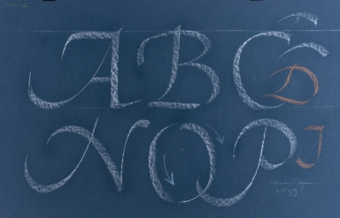 Calligraphic teaching sheet, ABC NOP