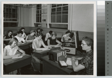 Academics, business, short-hand class. August 11, 1955