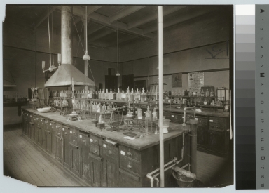 Academics, chemistry, interior view of a Rochester Athenaeum and Mechanics Institute chemistry laboratory, [1900-1920]