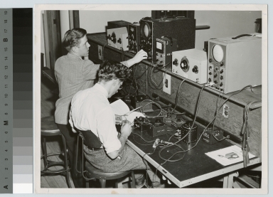 Students working on electrical equipment, Electrical Department, Rochester Institute of Technology, [1950-1960]
