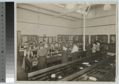 Women in textile laboratory, Department of Domestic Science and Art, Rochester Athenaeum and Mechanics Institute. [1910-1920]