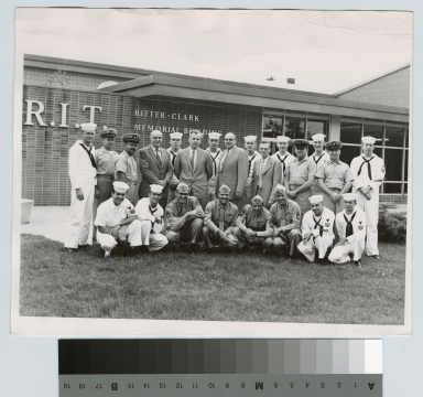 Faculty with naval personnel, Rochester Institute of Technology [circa 1955] [picture].