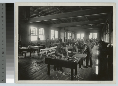 Students in woodworking class, Department of Manual Training, Rochester Athenaeum and Mechanics Institute