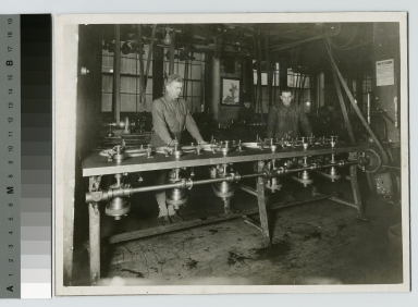 Students at lens grinding machines, Rochester Athenaeum and Mechanics Institute