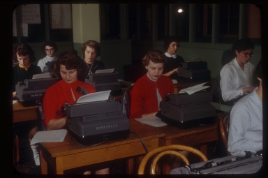 Business students at typewriters, Rochester Institute of Technology