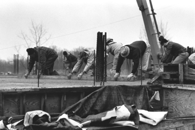 Leveling Concrete at the Kilian J. and Caroline F. Schmitt Interfaith Center Construction Site