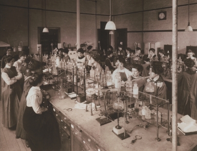 Women Science Students in Chemical Laboratory