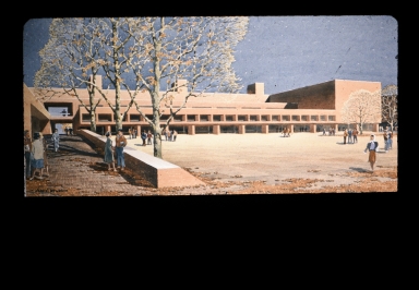 Concept painting of campus buildings