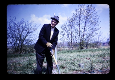 Unidentified man with shovel