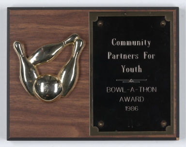 Community Partners for Youth Bowl-A-Thon plaque 1986