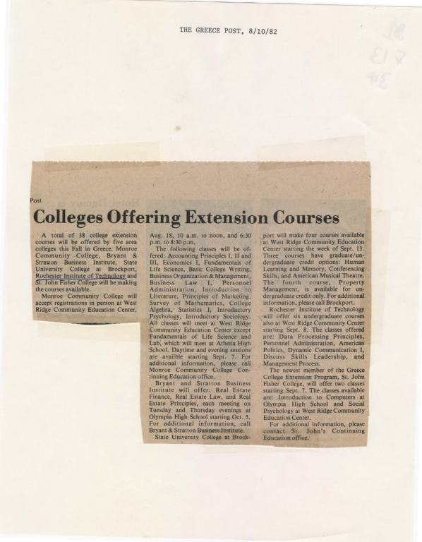 Colleges offering extension courses
