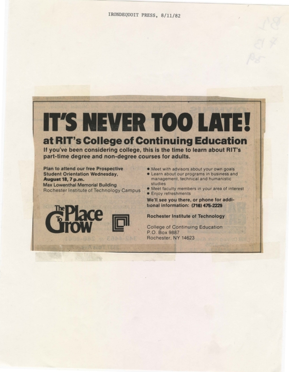 It's never too late! at RIT's College of Continuing Education