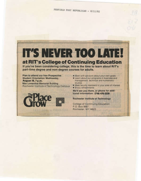 It's never too late! at RIT's College of Continuing Education