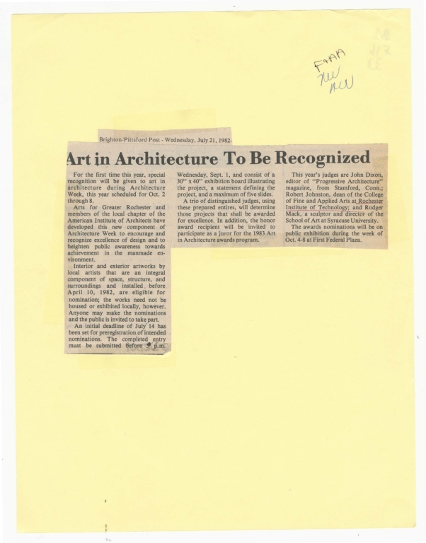 Art in architecture to be recognized