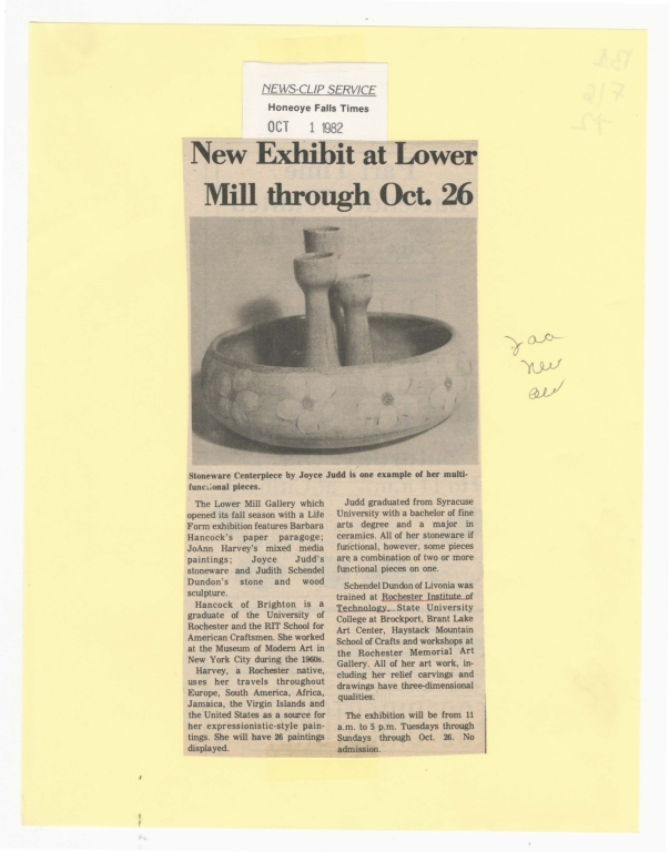 New exhibit at Lower Mill through Oct. 26