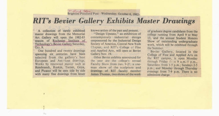 RIT's Bevier Gallery exhibits master drawings