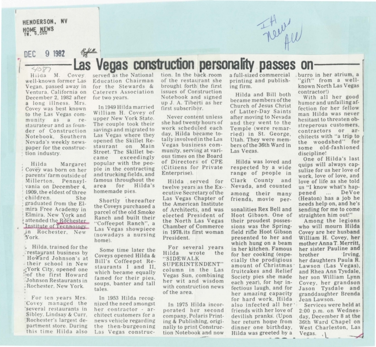 Las Vegas construction personality passes on