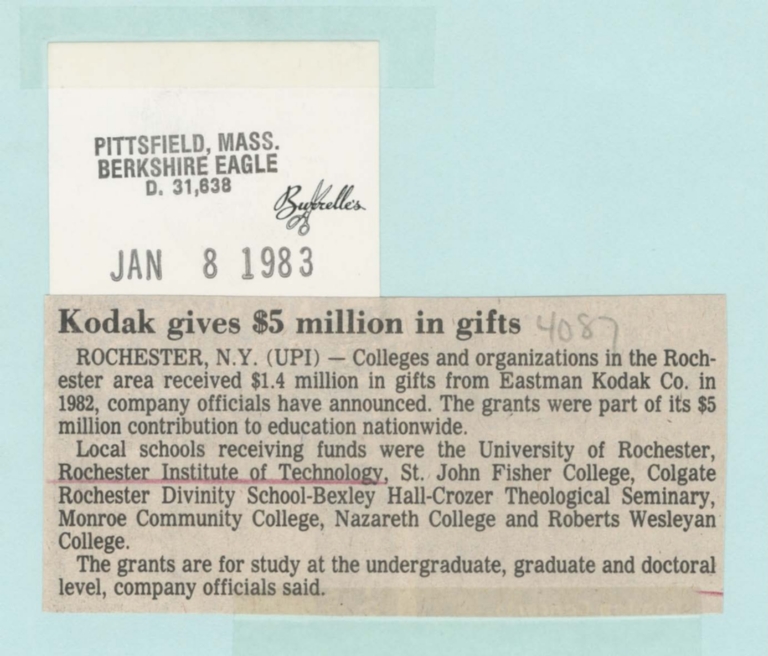 Kodak gives $5 million in gifts