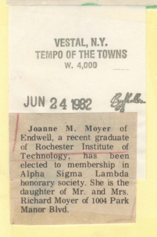 Joanne M. Moyer of Endwell, recent graduate