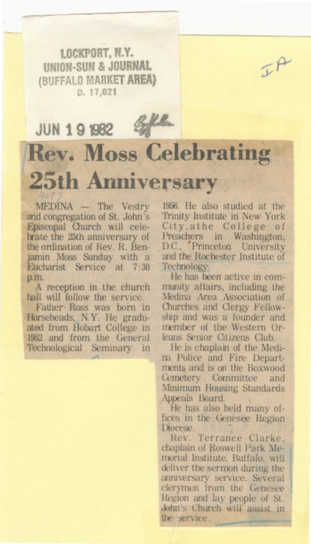 Rev. Moss celebrating 25th anniversary