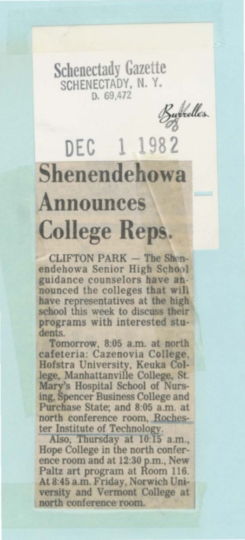 Shenendehowa announces college reps.