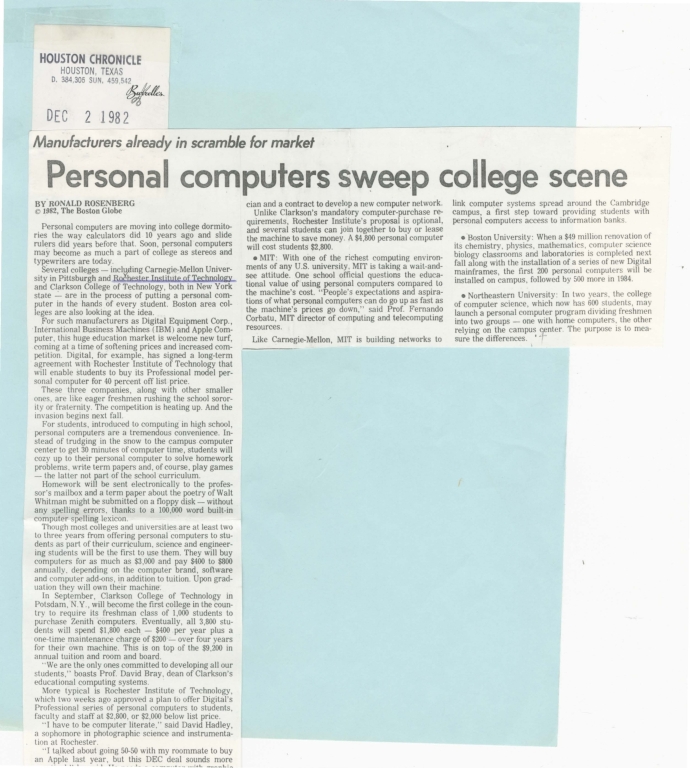 Personal computers sweep college scene