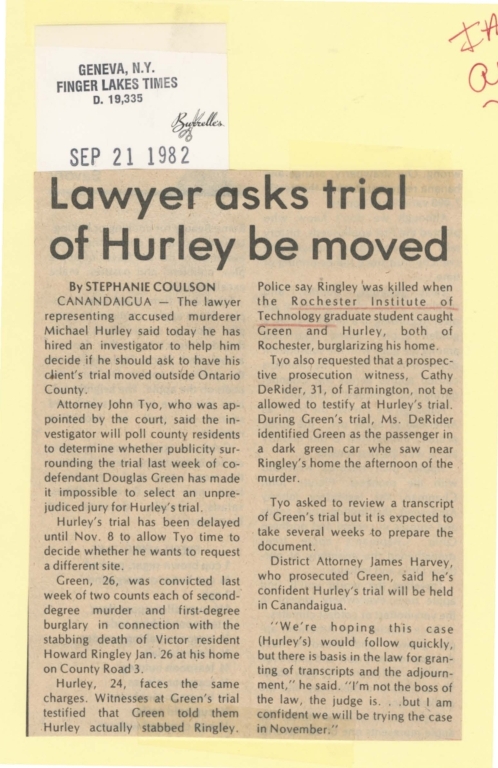 Lawyer asks trial of Hurley be moved