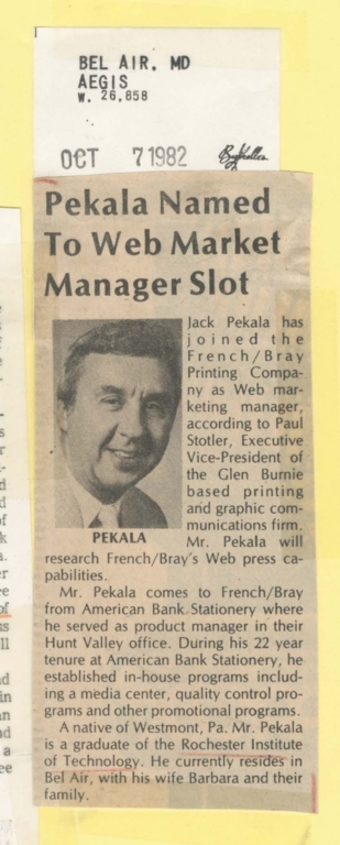 Pekala named to Web market manager slot
