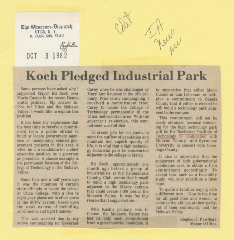 Koch pledged industrial park