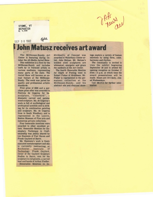 John Matusz receives art award