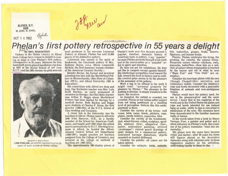 Phelan's first pottery retrospective in 55 years delight