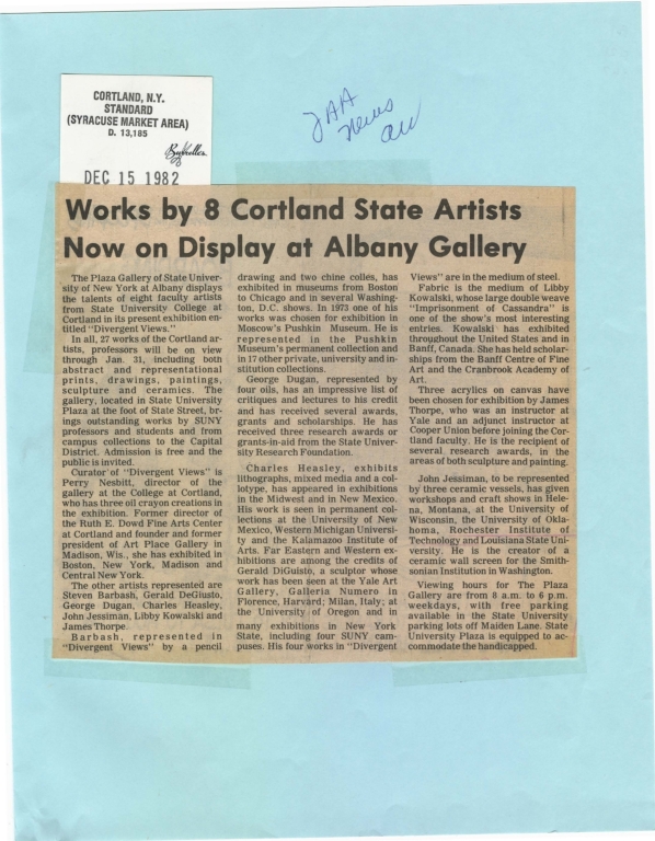 Works by 8 Cortland State artists now on display at Albany Gallery