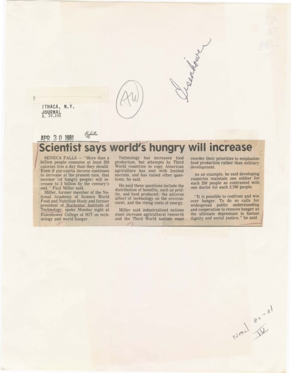 Scientist says world's hungry will increase