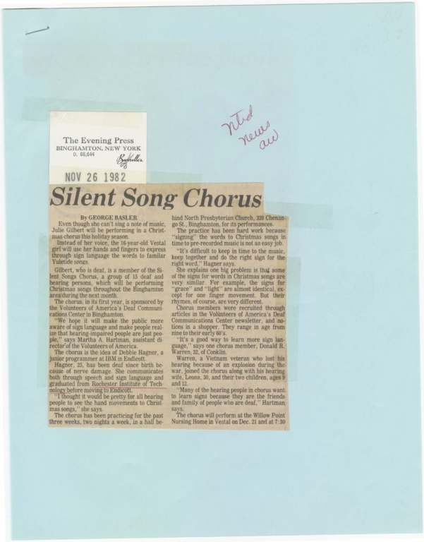 Silent Song Chorus will carol for the public