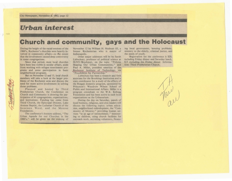 Church and community, gays and the Holocaust