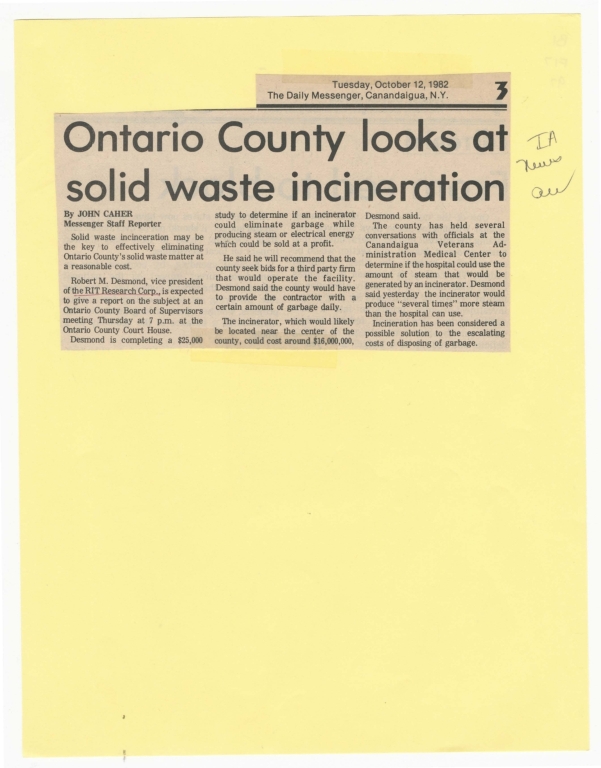Ontario County looks at solid waste incineration