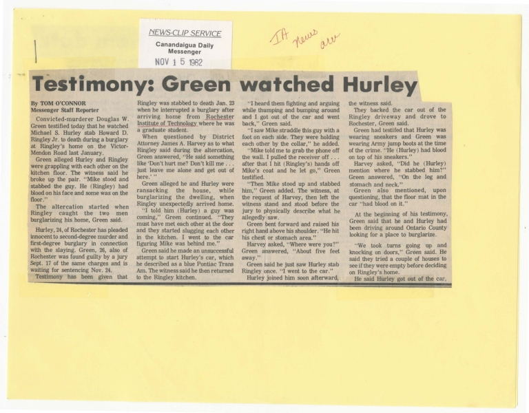 Testimony: Green watched Hurley stab man