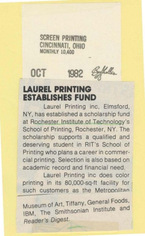 Laurel Printing establishes fund
