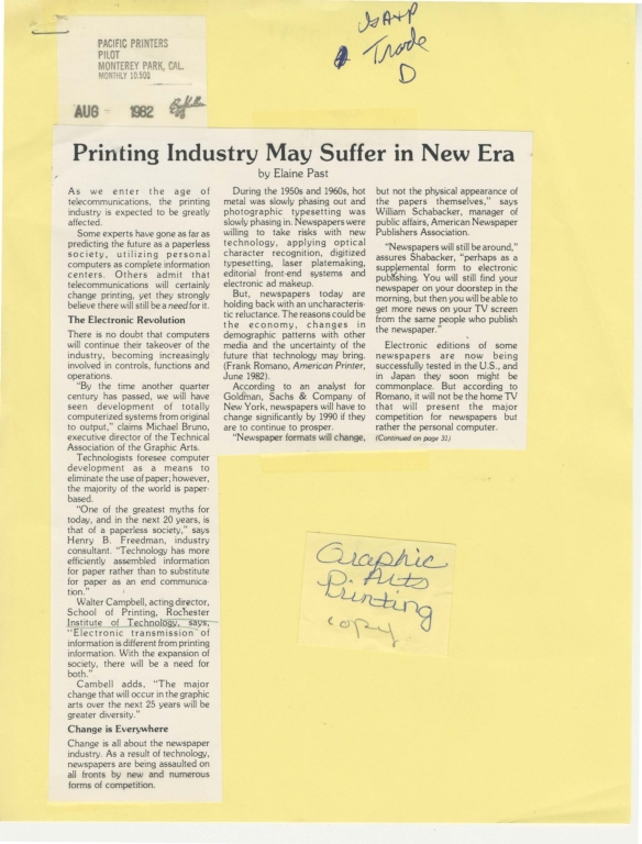 Printing industry may suffer in new era