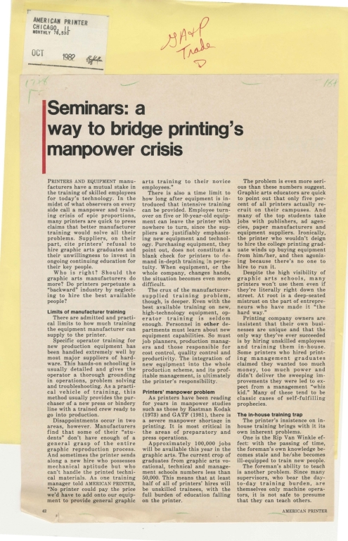 Seminars: way to bridge printing's manpower crisis