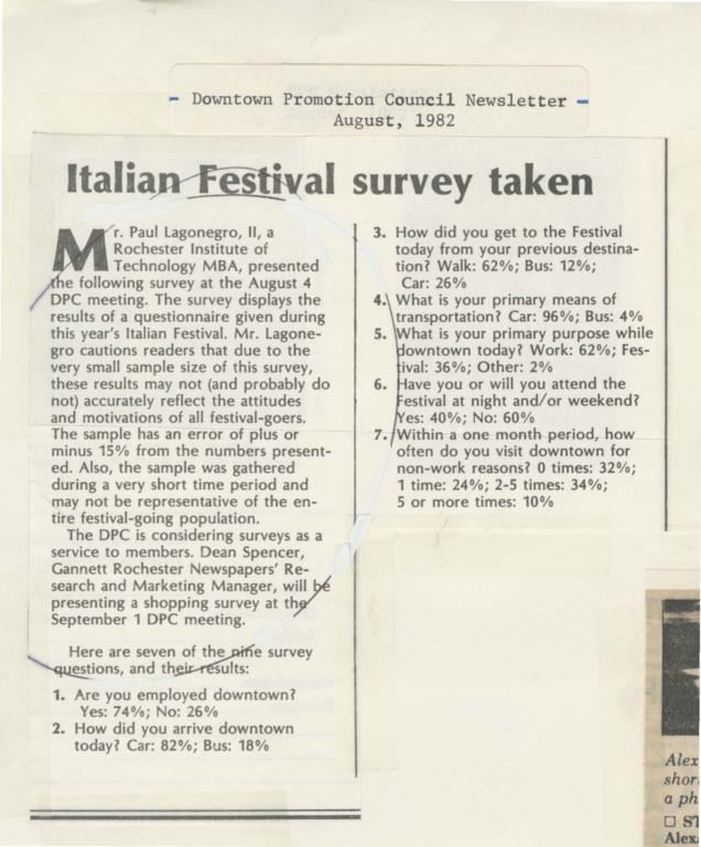 Italian festial survey taken