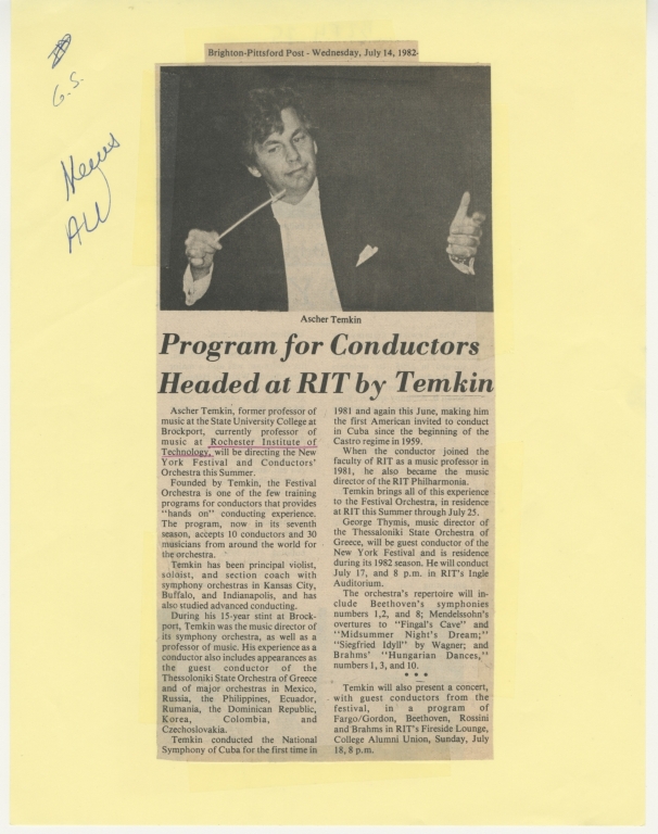 Program for conductors headed at RIT by Temkin