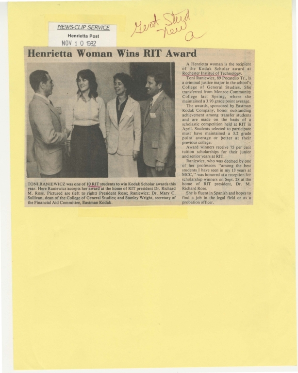 Henrietta woman wins RIT award