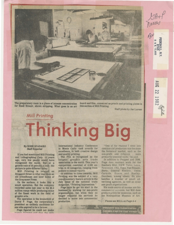 Mill printing: thinking big