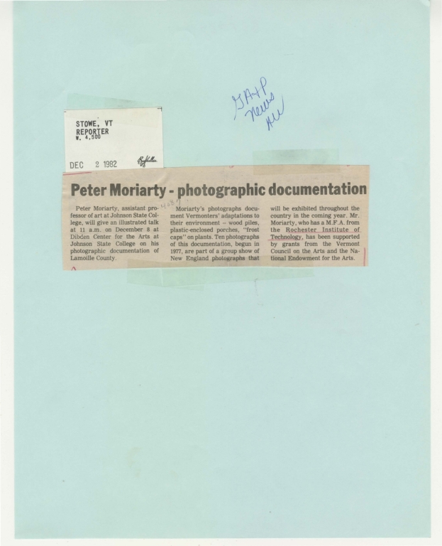 Peter Moriarty - photographic documentation